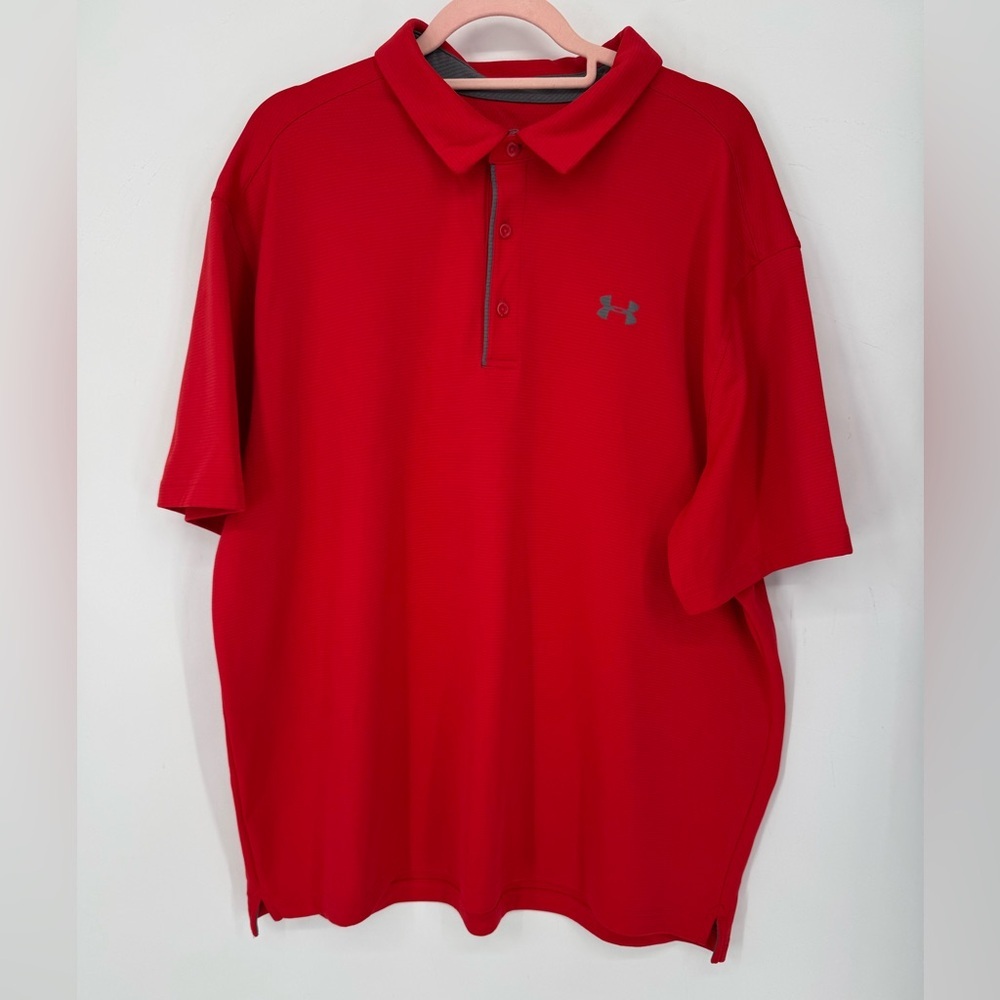 Under Armour Men’s Red Short-Sleeve Heatgear Loose Performance Polo Size XXL